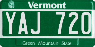 VT license plate YAJ720