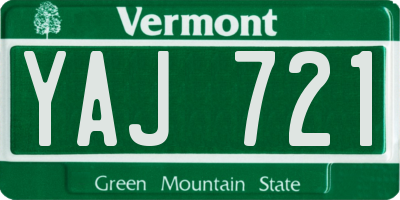 VT license plate YAJ721