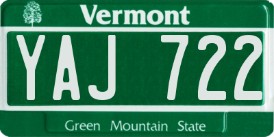 VT license plate YAJ722