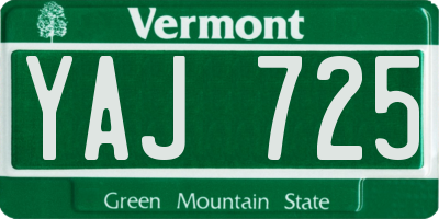 VT license plate YAJ725