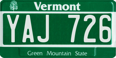 VT license plate YAJ726