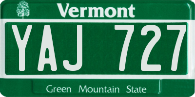 VT license plate YAJ727
