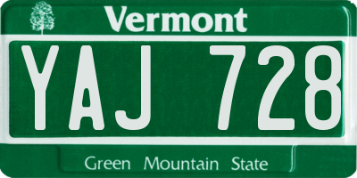 VT license plate YAJ728