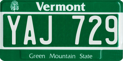 VT license plate YAJ729