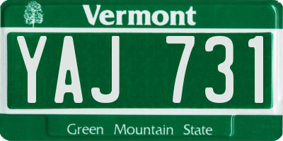 VT license plate YAJ731
