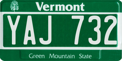 VT license plate YAJ732