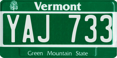 VT license plate YAJ733