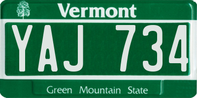 VT license plate YAJ734