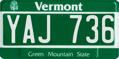 VT license plate YAJ736