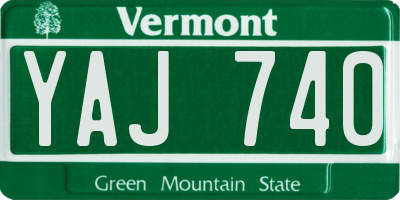 VT license plate YAJ740
