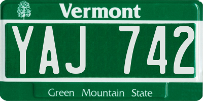 VT license plate YAJ742
