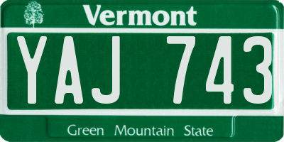 VT license plate YAJ743