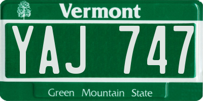 VT license plate YAJ747
