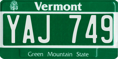 VT license plate YAJ749