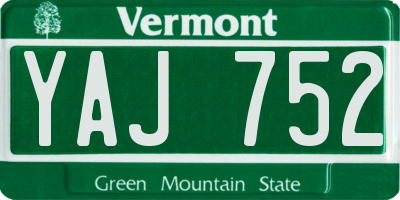 VT license plate YAJ752