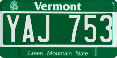 VT license plate YAJ753