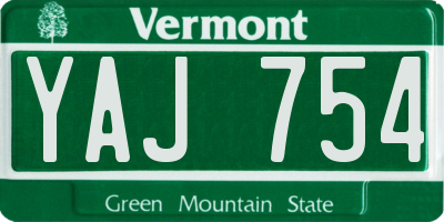 VT license plate YAJ754