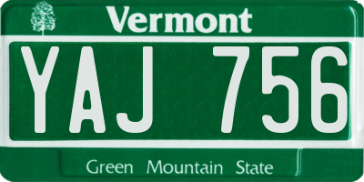 VT license plate YAJ756