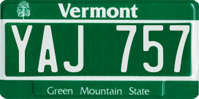 VT license plate YAJ757
