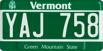 VT license plate YAJ758