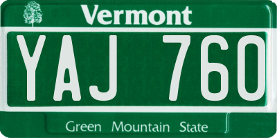 VT license plate YAJ760
