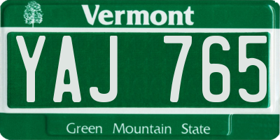 VT license plate YAJ765