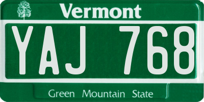 VT license plate YAJ768