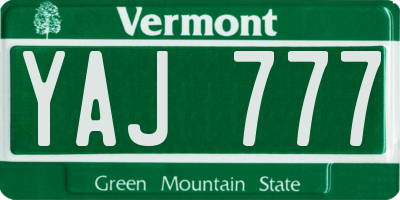 VT license plate YAJ777