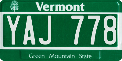 VT license plate YAJ778