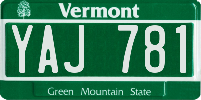 VT license plate YAJ781