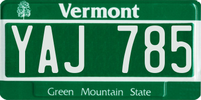 VT license plate YAJ785