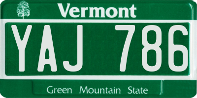 VT license plate YAJ786