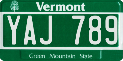 VT license plate YAJ789