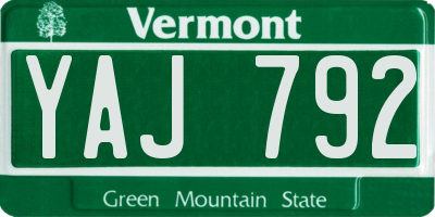 VT license plate YAJ792