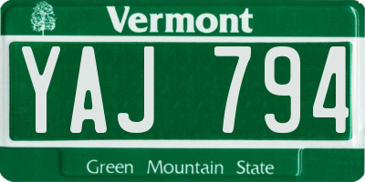 VT license plate YAJ794