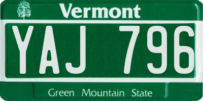 VT license plate YAJ796