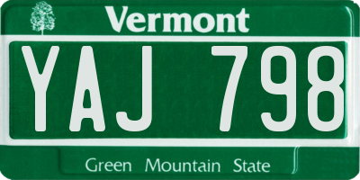 VT license plate YAJ798