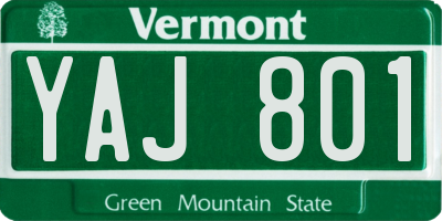 VT license plate YAJ801