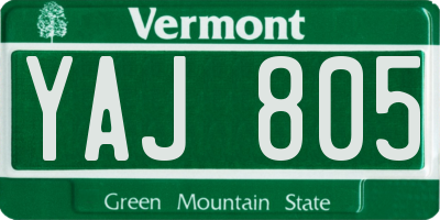 VT license plate YAJ805