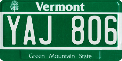 VT license plate YAJ806