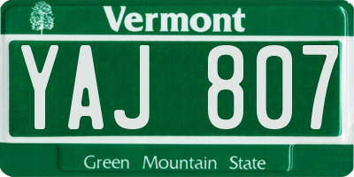 VT license plate YAJ807