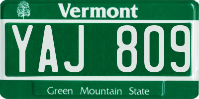 VT license plate YAJ809