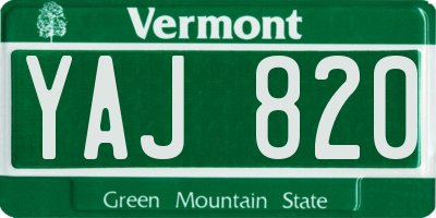 VT license plate YAJ820