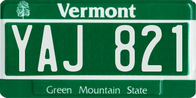 VT license plate YAJ821