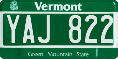 VT license plate YAJ822