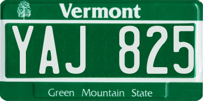 VT license plate YAJ825