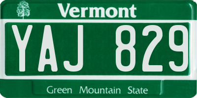 VT license plate YAJ829