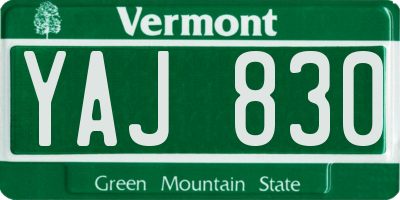 VT license plate YAJ830