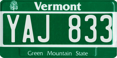 VT license plate YAJ833