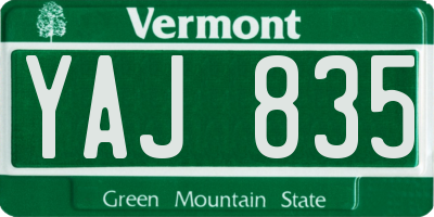 VT license plate YAJ835